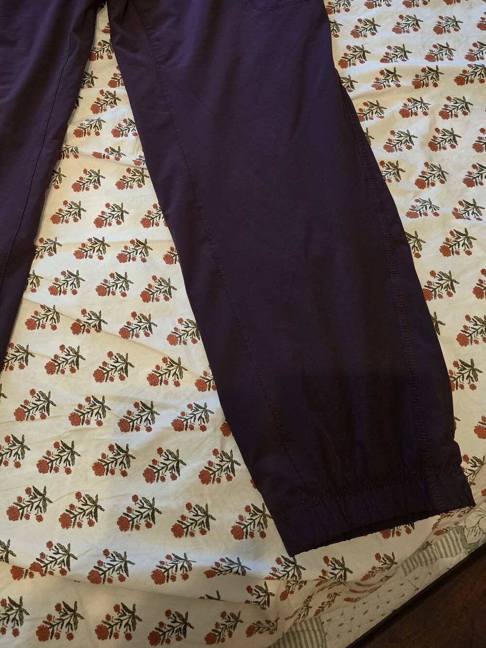 Lined Elastic-Waist Purple Utility Pants - Picture 4 of 5